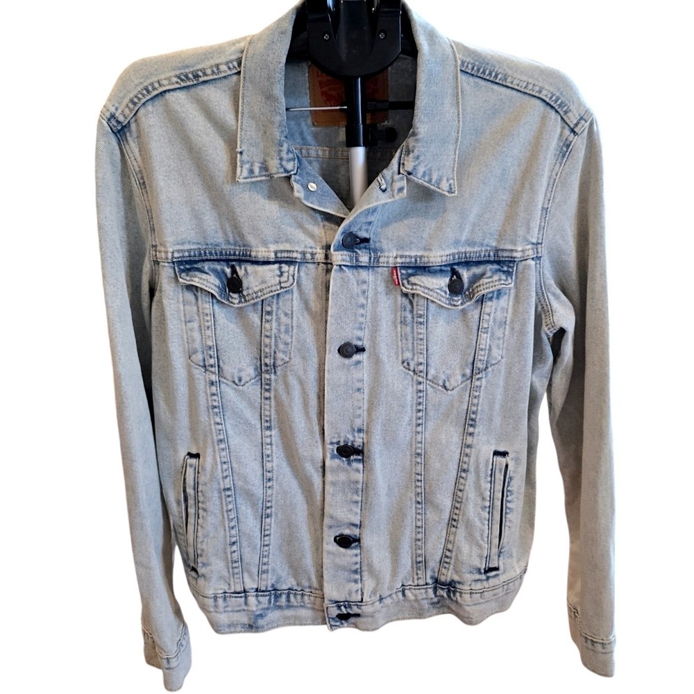 Levi's Men's M Lightweight Trucker Jacket Light Wash Denim 72334 Build A House